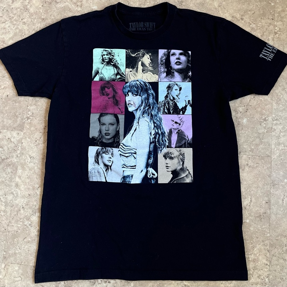 Taylor Swift Shirt Women Medium Black Eras Tour Concert Graphic Album Collage - Picture 2 of 7